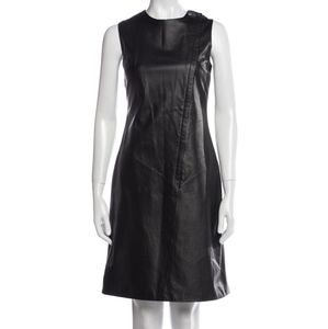 Theory Black leather sheath dress size 4 nwt